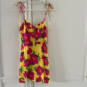 Kooples Silk Floral Yellow and Pink Sundress